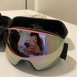 Pink and Black Ski Goggles